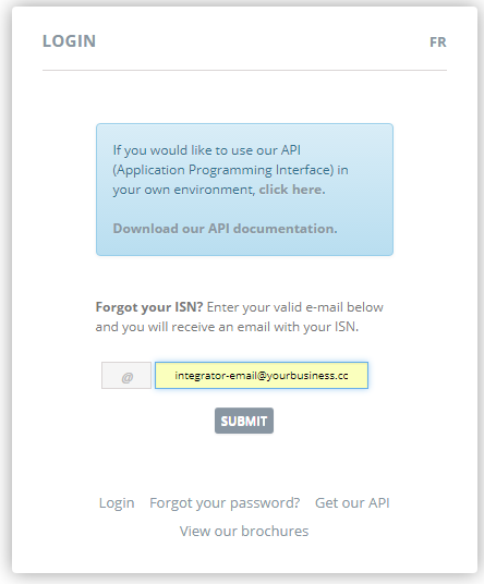 API - Forgot your ISN